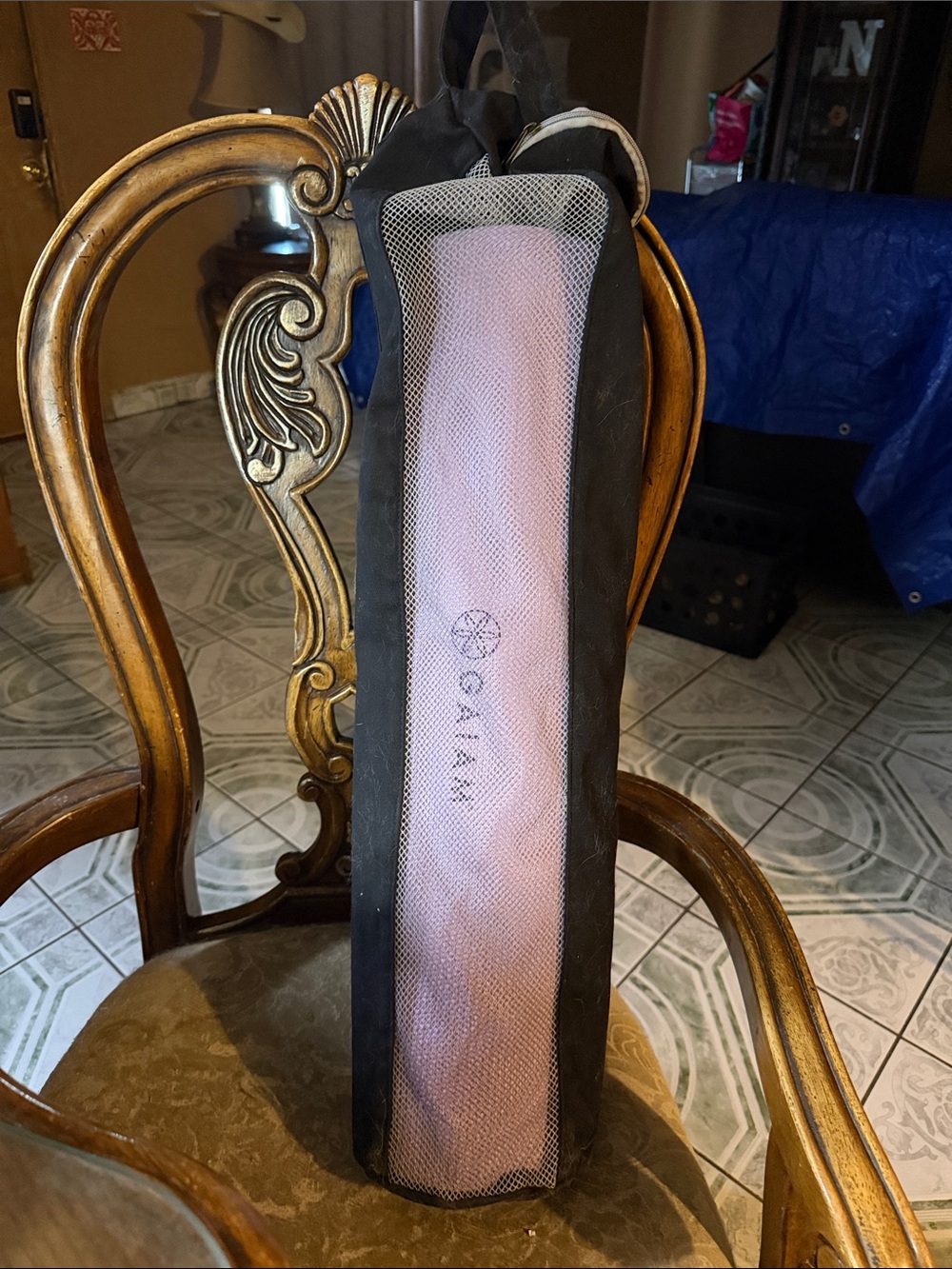 GAIAM Yoga Mat with Black Mesh Carry Sleeve